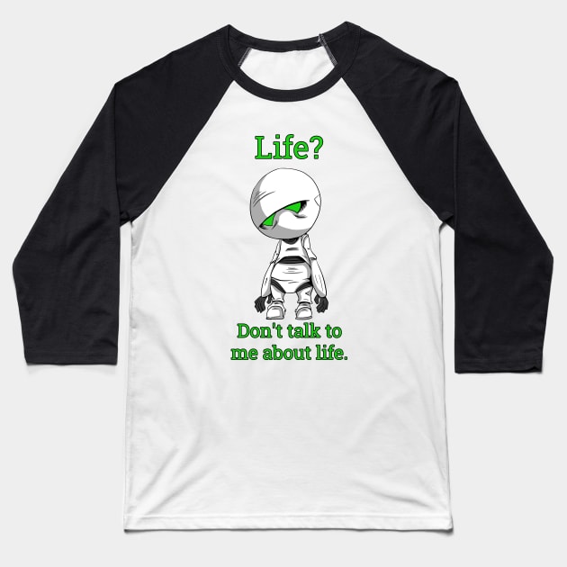 Marvin the Paranoid Android Baseball T-Shirt by Black Snow Comics